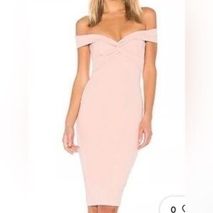 NWT Nookie Dolly Midi Blush off shoulder dress, party, wedding guest Medium